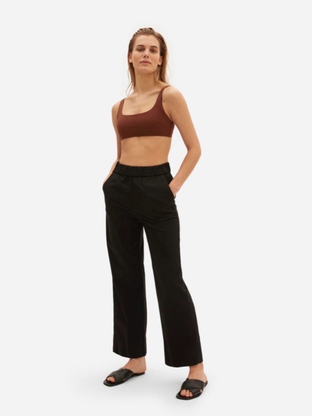 Everlane The Easy Pant Organic Cotton Wide-Leg Pull On Pants in Black